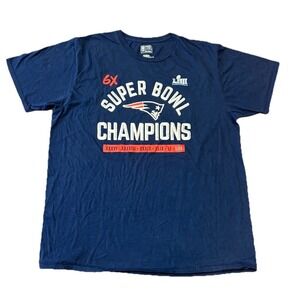 New England Patriots 6 x Champions T-shirt Mens XL Blue Super Bowl NFL Fanatics